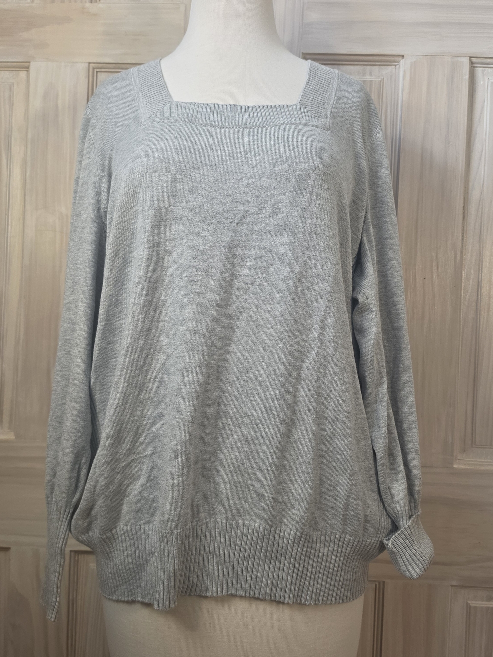 Lane Bryant Light Heather Gray Square Neck Sweater In Size 18/20